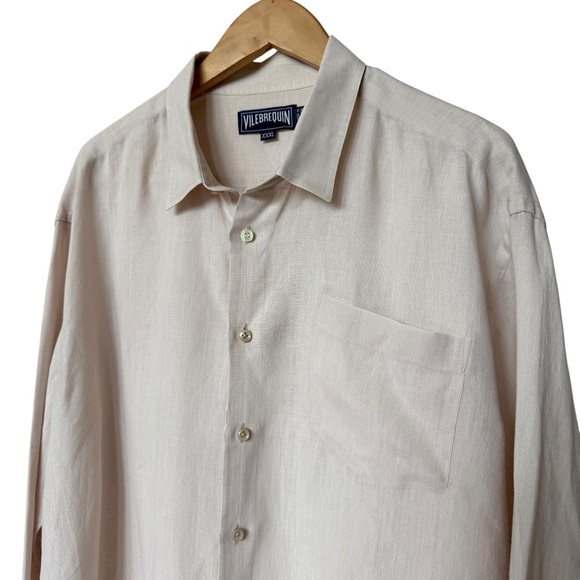 Vilebrequin Men's Size 3XL Beige 100% Linen Long Sleeve Button-Up Shirt Casual - Picture 1 of 7
